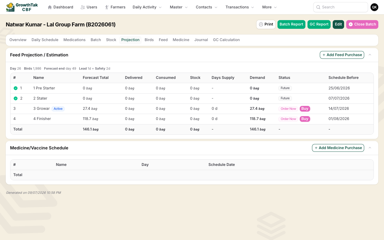 Predict feed shortages per farm - and reorder in one tap